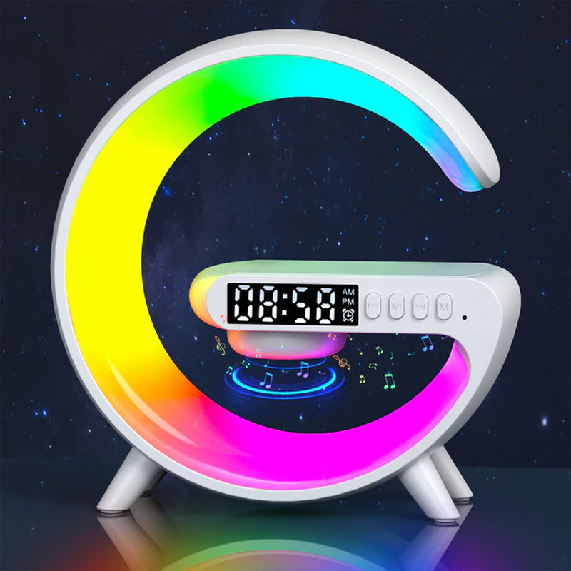 3-in-1 Wireless Charger Stand with Speaker, Night Light, and Fast Charging for iPhone, Samsung, Xiaomi, Huawei