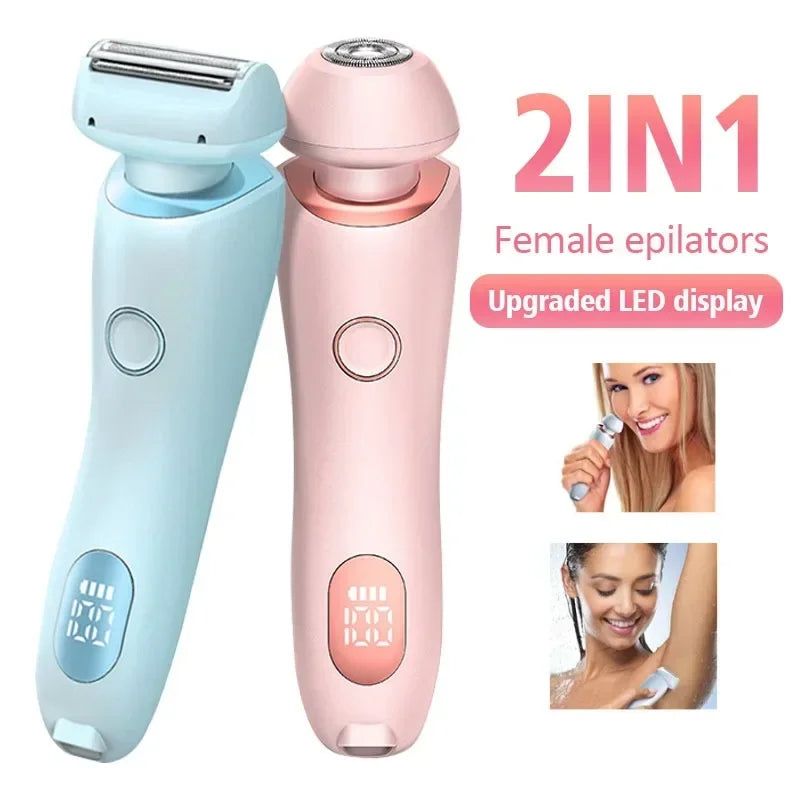 2 in 1 Hair Removal Epilator Body Razor - Leg, Armpit, Bikini, Hand & Pubic Hair Remover