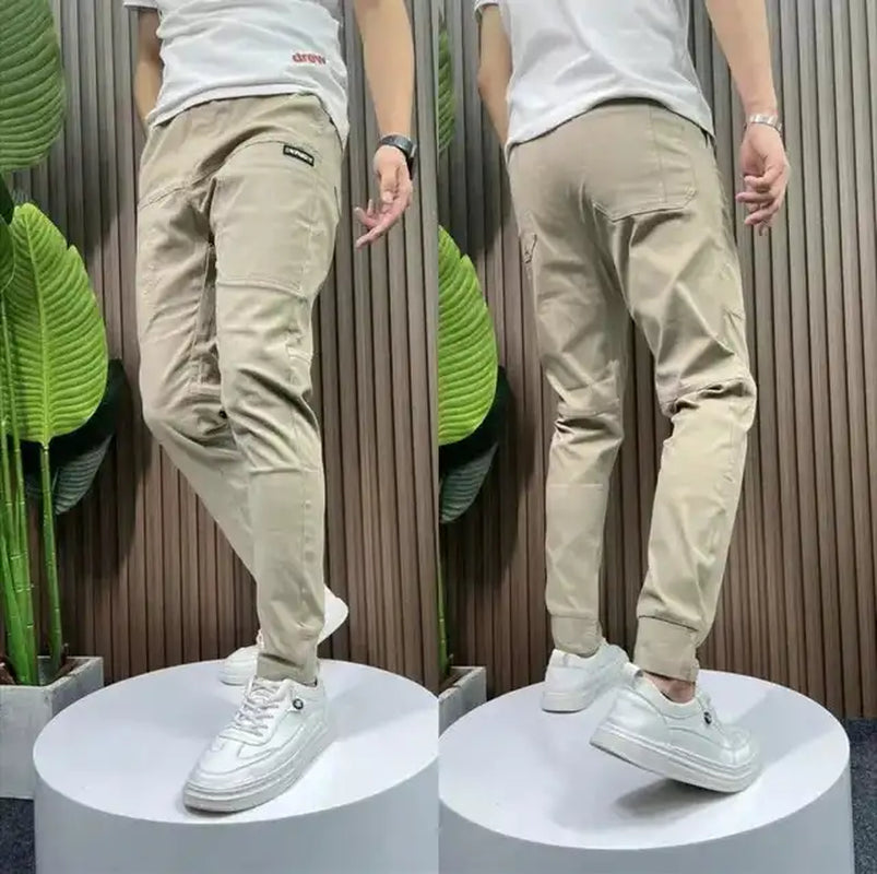 High Stretch Multi-Pocket Skinny Cargo Pants for Men