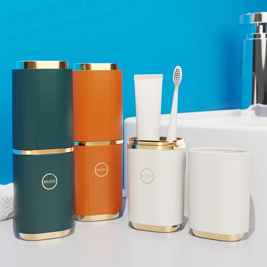 "Travel-Friendly Toothbrush & Toothpaste Holder - Portable Storage Cup for Home & Outdoor Use!"