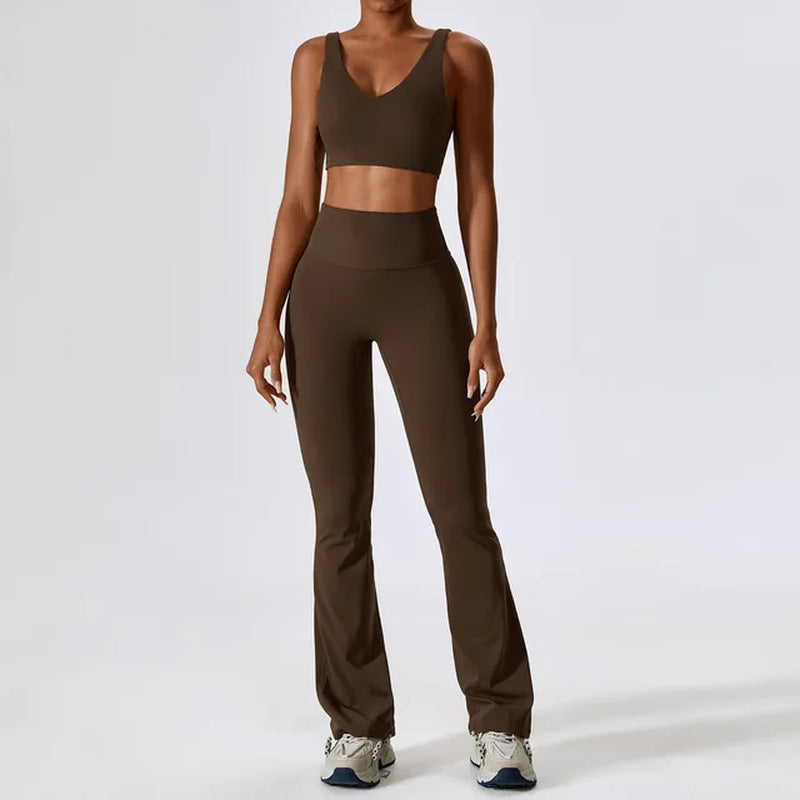 Seamless Yoga Set: Legging, Bra, Crop Top & Long Sleeve - Women's Athletic Workout Clothes