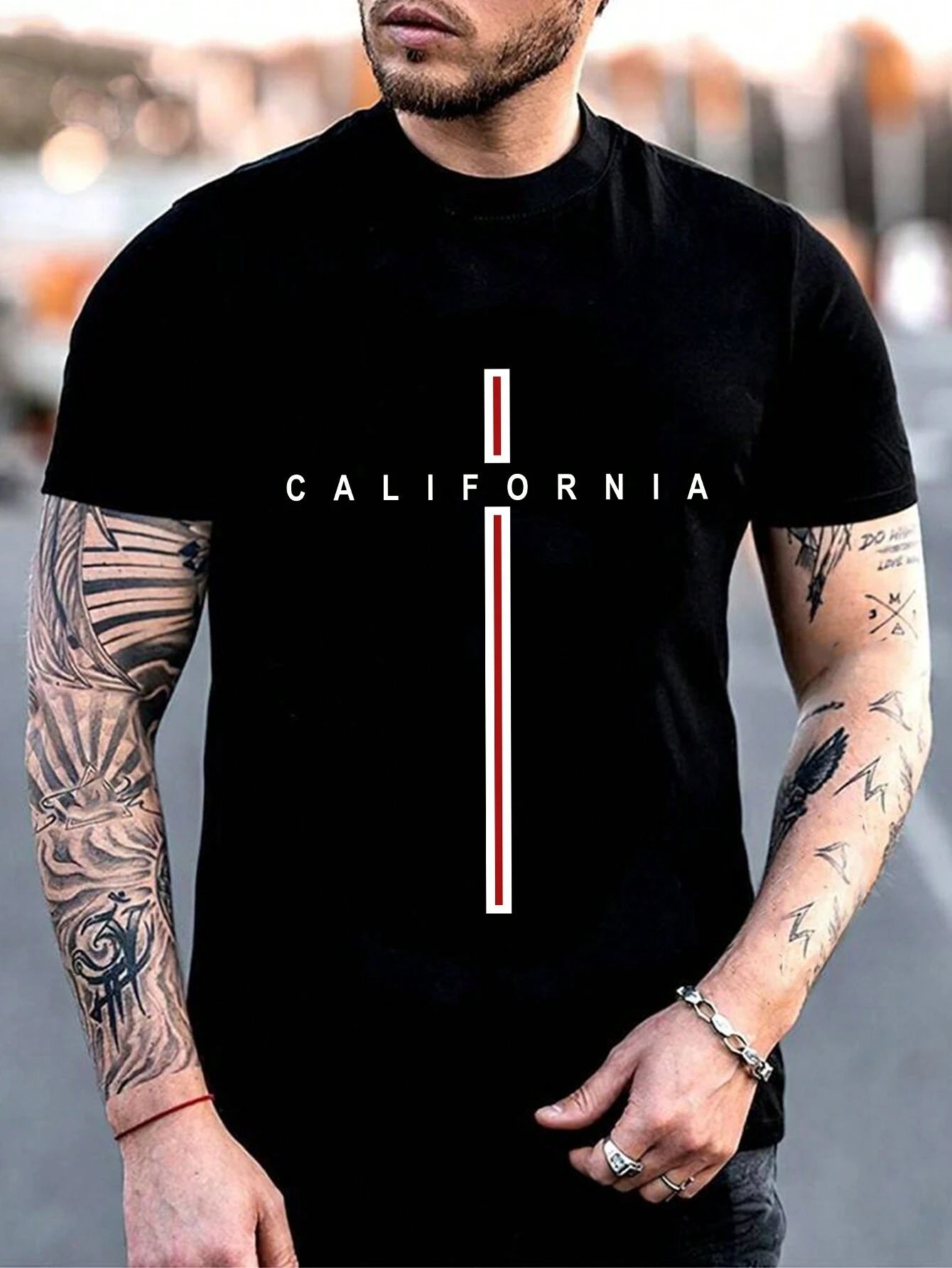 Men's Stylish California Letter Print T-Shirt