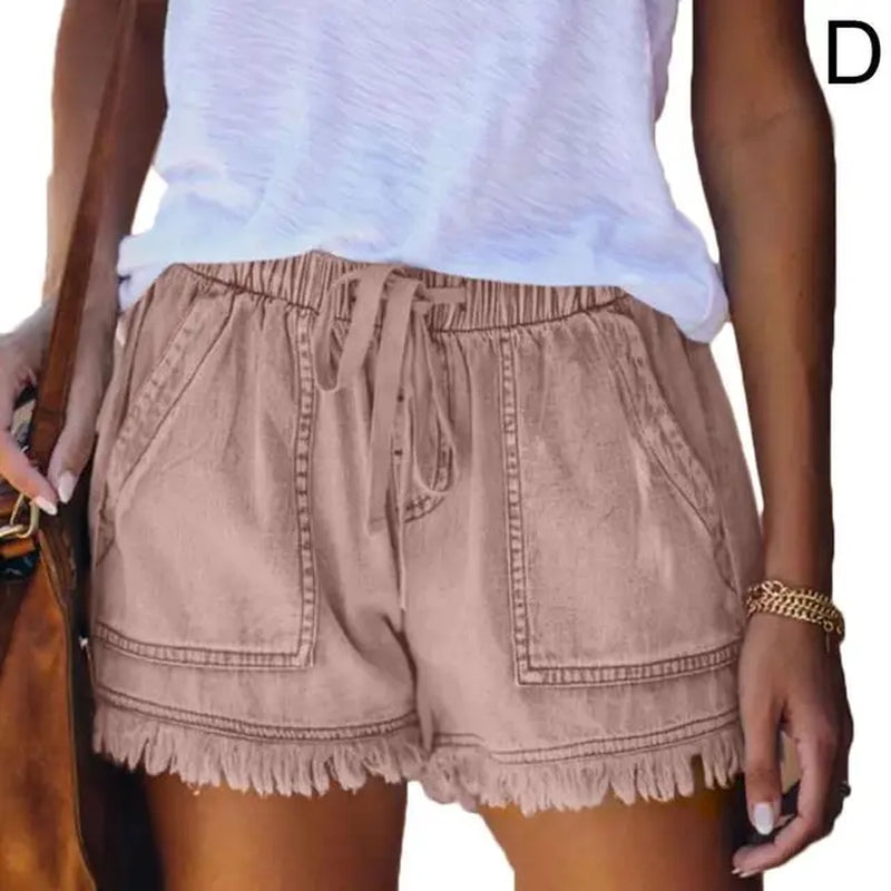 High Waist Slim Shorts Jeans