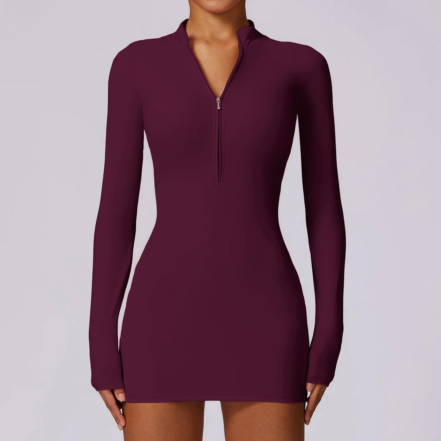 "Zipper Yoga Suit: Women's Fitness Bodysuit with Push-Up One-Piece Design"