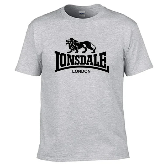 Men'S T Shirt Lion Lonsdale Printed Short Sleeved Summer Loose and Comfortable Cotton Streetwear Oversize Tee Shirt Men Clothing