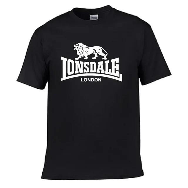 Men'S T Shirt Lion Lonsdale Printed Short Sleeved Summer Loose and Comfortable Cotton Streetwear Oversize Tee Shirt Men Clothing