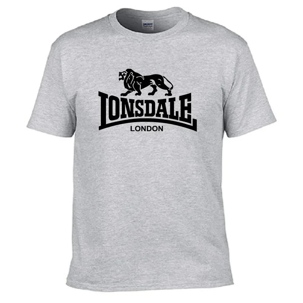 Men'S T Shirt Lion Lonsdale Printed Short Sleeved Summer Loose and Comfortable Cotton Streetwear Oversize Tee Shirt Men Clothing