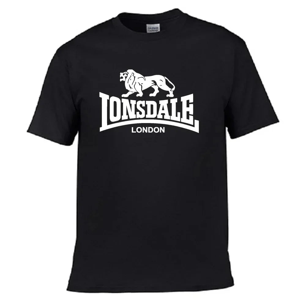 Men'S T Shirt Lion Lonsdale Printed Short Sleeved Summer Loose and Comfortable Cotton Streetwear Oversize Tee Shirt Men Clothing