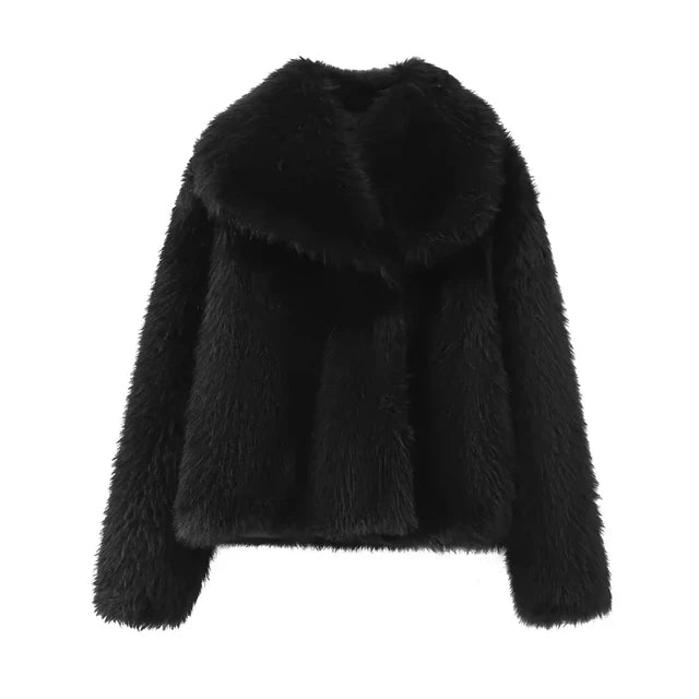 Elegant Faux Fur Streetwear Jacket for Women - TRAFZA Collection
