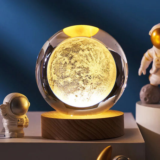"Galactic Astronaut 3D Crystal Ball Night Light - USB Powered Table Lamp