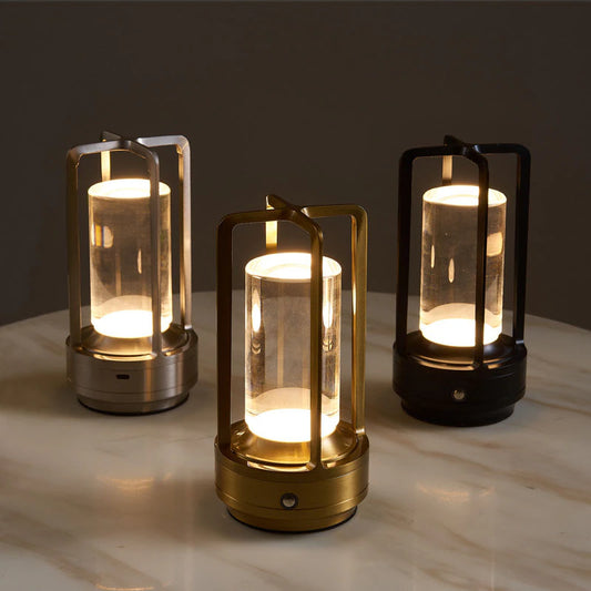 "Retro Rechargeable LED Table Lamp: Touch Dimming Night Light for Home and Outdoor Decor"