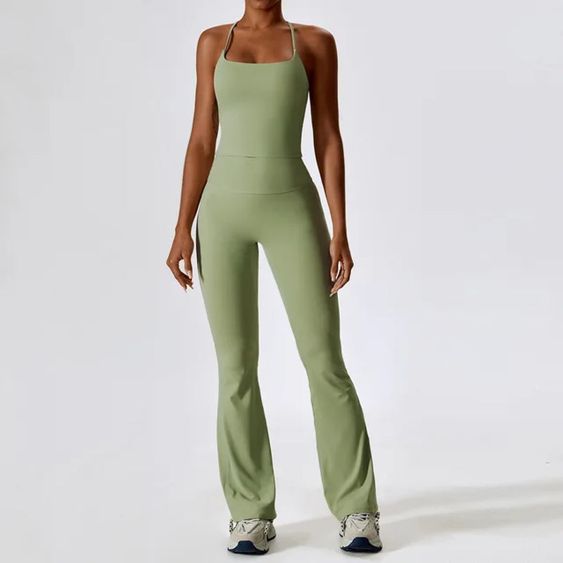Seamless Yoga Set: Legging, Bra, Crop Top & Long Sleeve - Women's Athletic Workout Clothes