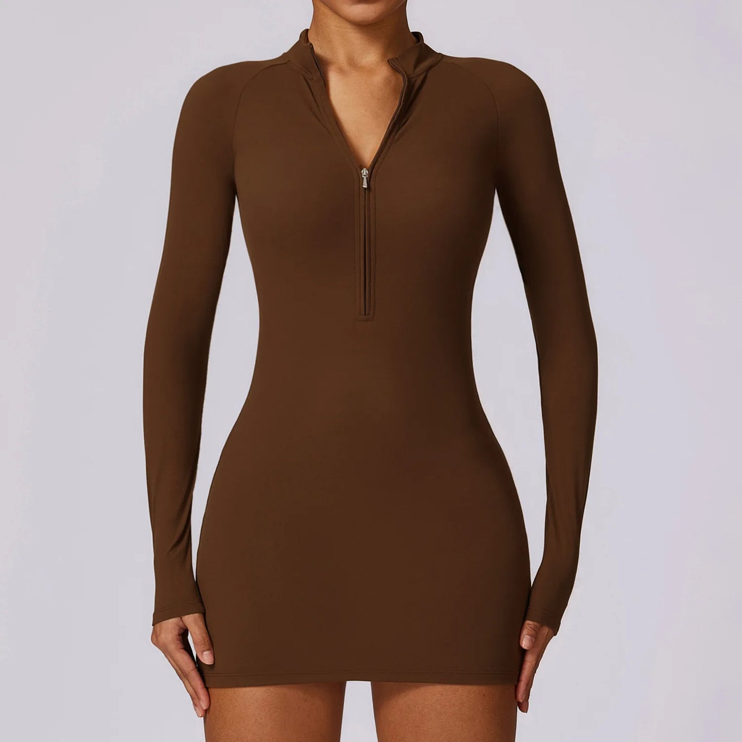 "Zipper Yoga Suit: Women's Fitness Bodysuit with Push-Up One-Piece Design"