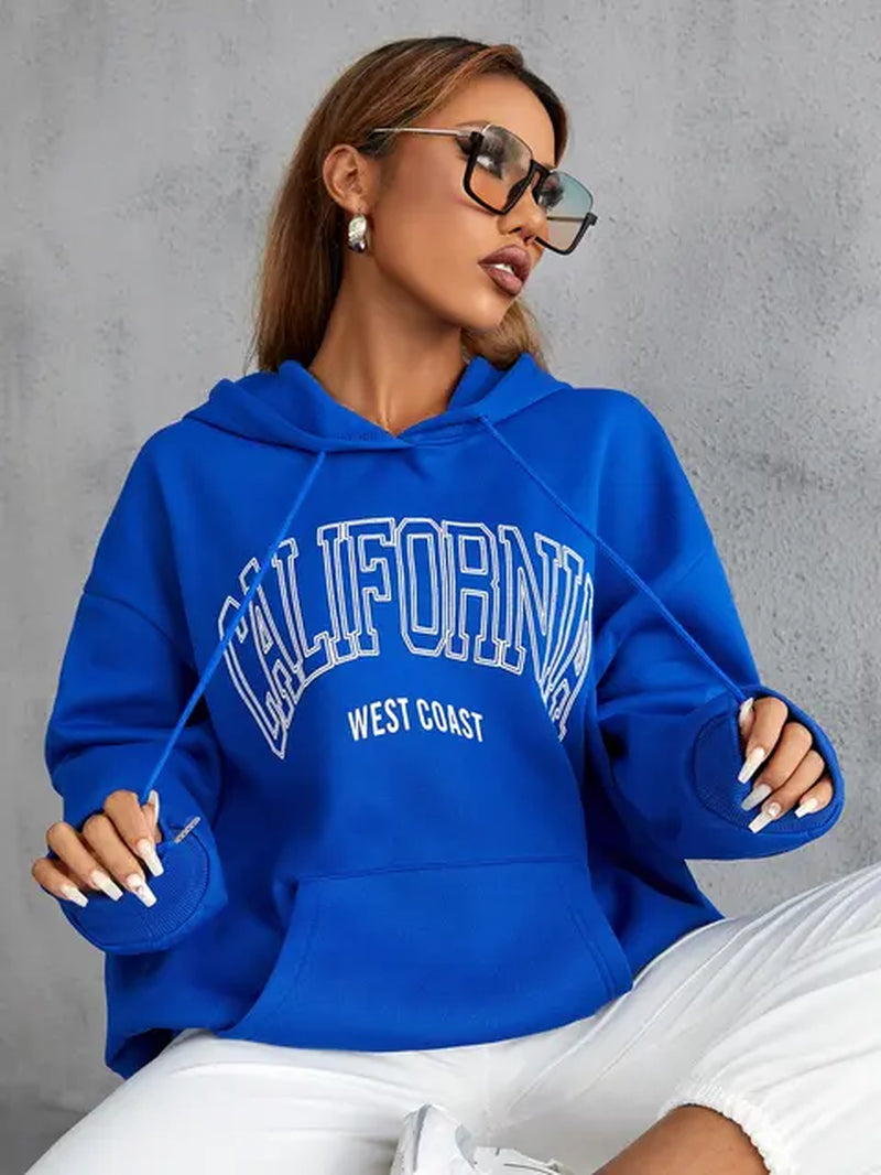 California Personality Letter Printed Hoodie - Cozy Streetwear